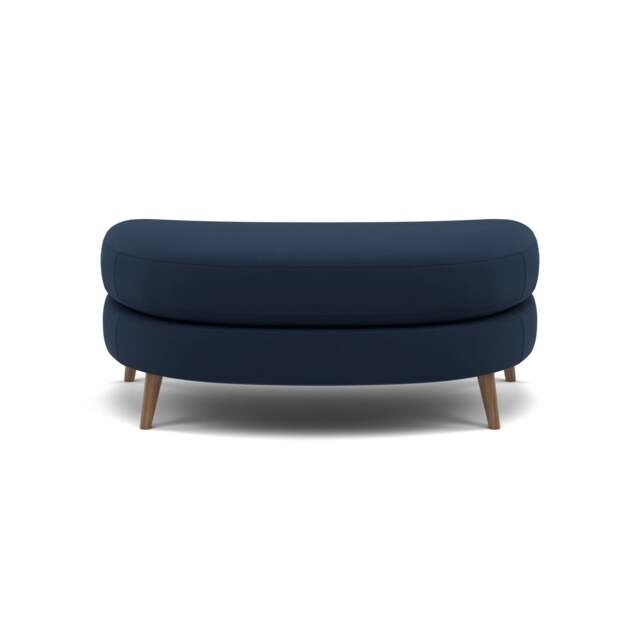 Phoebe Oval Footstool - Oval Cuddler Stool Grade B - Plush Velvet Indigo / Weathered Oak - image 1