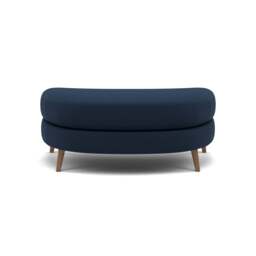 Phoebe Oval Footstool - Oval Cuddler Stool Grade B - Plush Velvet Indigo / Weathered Oak - thumbnail 1