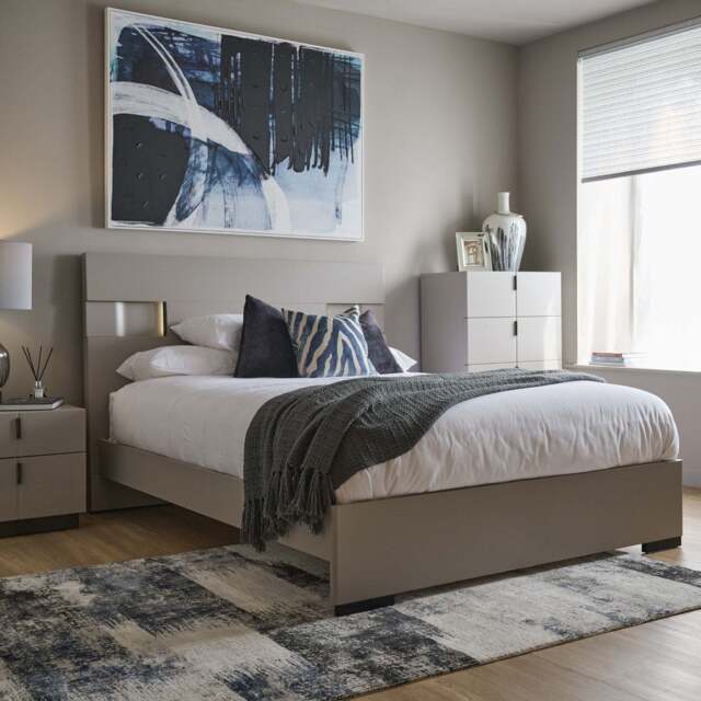 Venus Bedframe - 135cm Bedframe with LED Flannel Grey Matt - Double - image 1