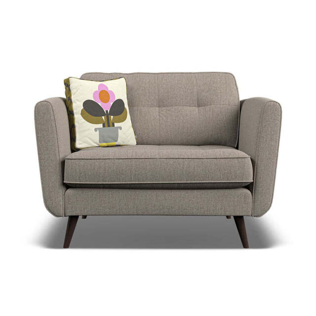 Orla Kiely Ivy Loveseat - Snuggler House Plain - Blythe Oatmeal / Deco Flower / Weathered Oak Feet - image 1