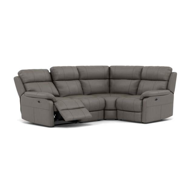 Fara Small Corner Recliner Sofa - Combination 5 2 Corner 1 with 2 Power Recliners Cat 25S - Right Hand Facing - Power Recliner with USB - NCS-232E GRANITE - image 1