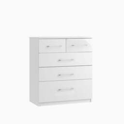 Roma 5 Chest of Drawers - 3 + 2 Drawer Chest - Metal - Matt White / White Gloss - thumbnail 1