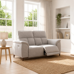 Loma 2 Seater Recliner Sofa - 2 Seater Sofa with 2 Power Recliners USB Fabric - Power Recliner with USB - FAB-NTS - 17 TERRACOTTA - thumbnail 2