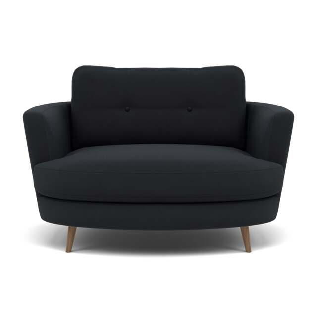 Phoebe Oval Loveseat - Oval Cuddler Grade B - Plush Velvet Charcoal / Weathered Oak - image 1