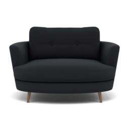 Phoebe Oval Loveseat - Oval Cuddler Grade B - Plush Velvet Charcoal / Weathered Oak - thumbnail 1