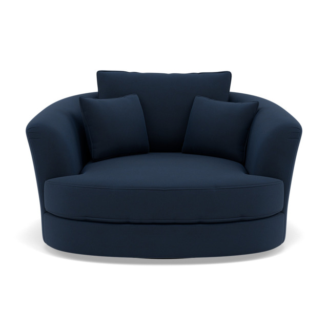 Thalia Swivel Armchair - Cuddler Swivel Chair Grade B - Plush Velvet Indigo - image 1