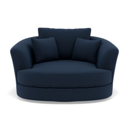 Thalia Swivel Armchair - Cuddler Swivel Chair Grade B - Plush Velvet Indigo