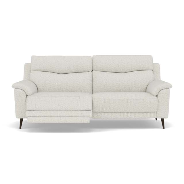 Revel 3 Seater Recliner Sofa - 2.5 Seater Sofa with 2 Power Recliners Fabric - Power Recliner with USB - FAB-LKV - 18 FROST - image 1