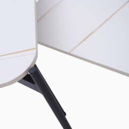 Rocco White and Gold Nest of Tables - Nest of Table White & Gold Ceramic Top / Black Powder Coated Metal Legs - thumbnail 4