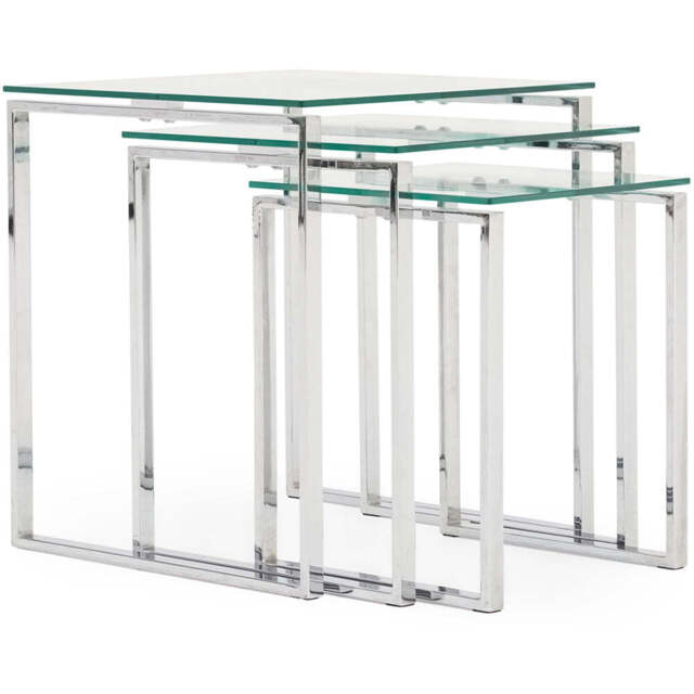 Paloma Nest of Tables - Nest of Tables Clear Glass/Chrome - image 1