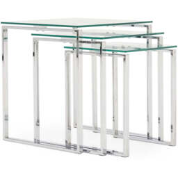 Paloma Nest of Tables - Nest of Tables Clear Glass/Chrome