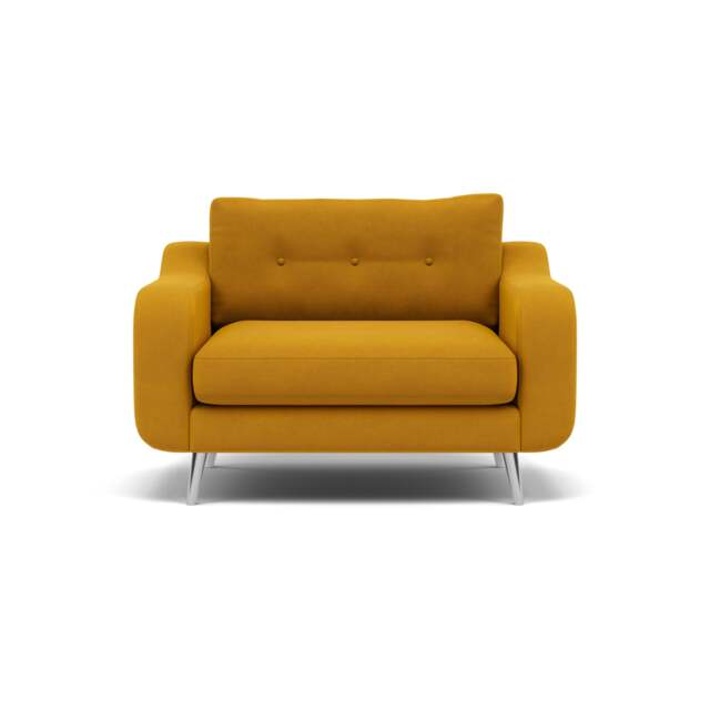 Phoebe Loveseat - Snuggler Chair Grade B - Plush Velvet Turmeric / Chrome - image 1