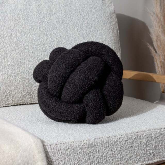 SALE Boucle Knot Fleece Cushion Black - image 1