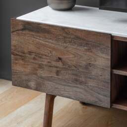 Barcelona Media Cabinet - Media Cabinet Dark Wood / Marble - thumbnail 3
