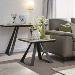 Romany Side Table - Lamp Table Light Grey Ceramic / Dark Grey - thumbnail 2