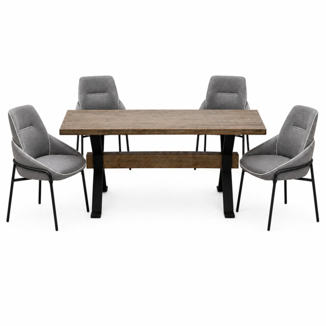 Dakota Medium Dining Table & 4 Grey Dining Chairs Set - image 1