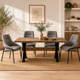 Dakota Medium Dining Table & 4 Grey Dining Chairs Set - thumbnail 2
