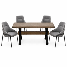 Dakota Medium Dining Table & 4 Grey Dining Chairs Set - thumbnail 1