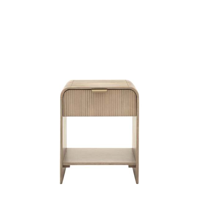 Colonna Bedside Table - 1 Drawer Bedside 45cm Natural Mango Wood / Brass - image 1