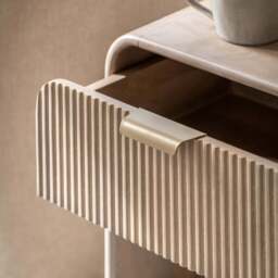 Colonna Bedside Table - 1 Drawer Bedside 45cm Natural Mango Wood / Brass - thumbnail 3