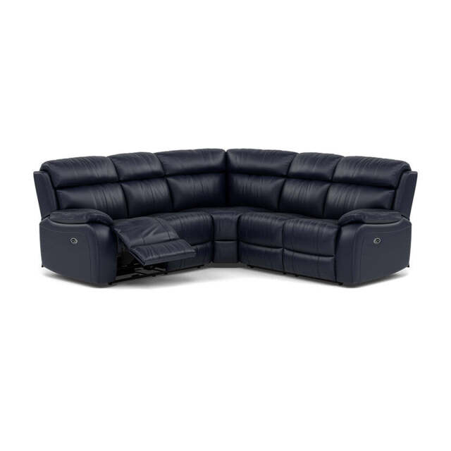 Galaxy Corner Recliner Sofa - Combination 3 2 Corner 2 with 2 Power Recliners Cat 20S - Left Hand Facing - Power Recliner with USB - BXS-036C NAVY - image 1