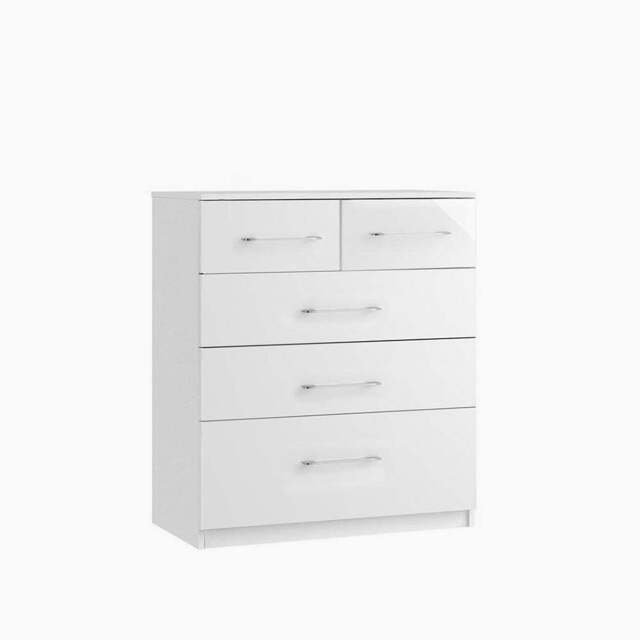 Roma 5 Chest of Drawers - 3 + 2 Drawer Chest - Metal - Matt Grey / Light Grey Gloss - image 1