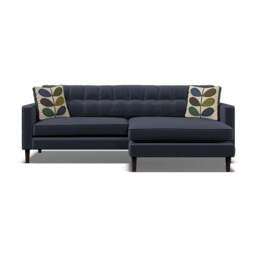 Orla Kiely Ebben Chaise Sofa - Chaise Sofa RHF Premium Plain - Right Hand Facing - Clara Navy / Multi Stem Rockpool / American Walnut Feet - thumbnail 1