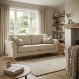 Chilton 3 Seater Sofa - 3 Seater Sofa Fabric - Chrome Feet / Barley Linen - thumbnail 2