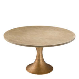 Eichholtz Melchior Round Dining Table Washed Oak Veneer / Brushed Brass Finish - Round Dining Table Washed Oak Veneer / Brushed Brass Finish - thumbnail 3