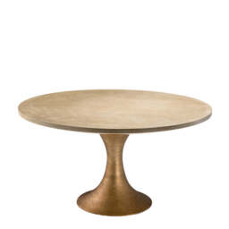 Eichholtz Melchior Round Dining Table Washed Oak Veneer / Brushed Brass Finish - Round Dining Table Washed Oak Veneer / Brushed Brass Finish - thumbnail 2
