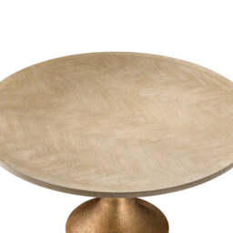 Eichholtz Melchior Round Dining Table Washed Oak Veneer / Brushed Brass Finish - Round Dining Table Washed Oak Veneer / Brushed Brass Finish - thumbnail 4