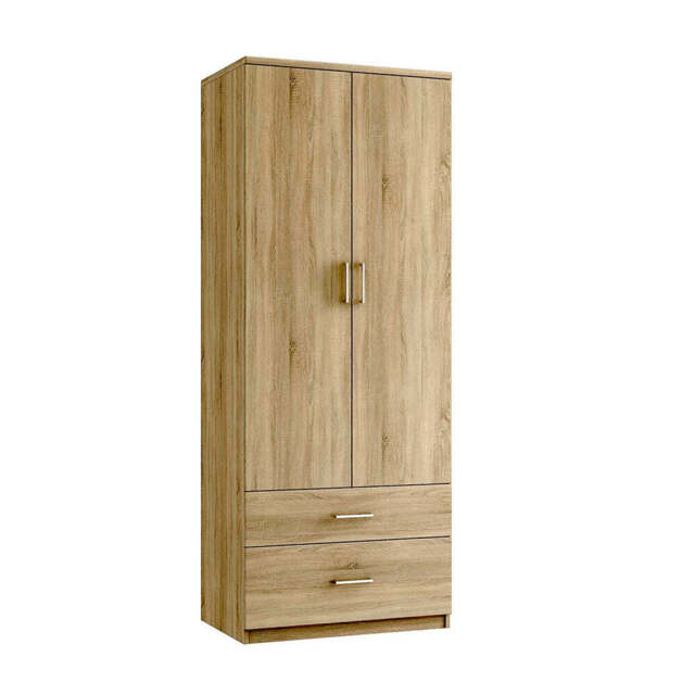 Modena 3 Chest of Drawers - 2 Drawer Gents Robe 1 Deep Drawer - Bardolino Oak - image 1