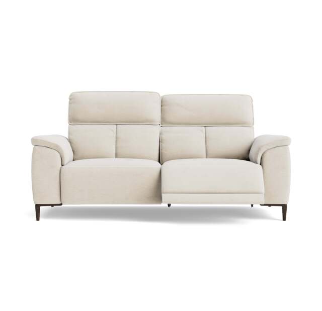 Loma 3 Seater Recliner Sofa - 2.5 Seater Sofa with 2 Power Recliners USB Fabric - Power Recliner with USB - FAB-NTS - 01 CREAM - image 1