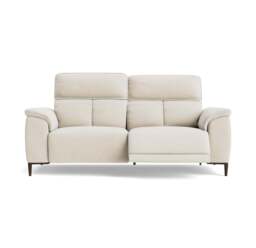 Loma 3 Seater Recliner Sofa - 2.5 Seater Sofa with 2 Power Recliners USB Fabric - Power Recliner with USB - FAB-NTS - 01 CREAM - thumbnail 1