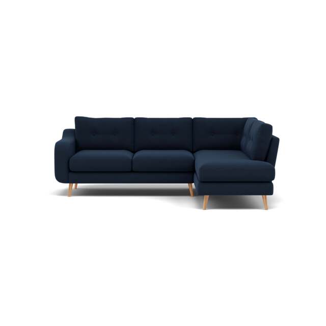 Phoebe Corner Sofa - Corner Group RHF Grade B - Right Hand Facing - Plush Velvet Indigo / Natural - image 1