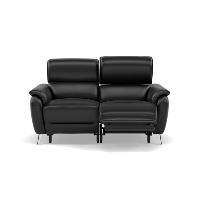 Sol 2 Seater Recliner Sofa - 2 Seater Power Recliner Sofa with Head Tilt Cat 60 - Cat-60/22 Montana Jet Black - image 1