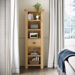 Navarre Slim Bookcase - Slim Bookcase Oak / Oak Veneer - thumbnail 2