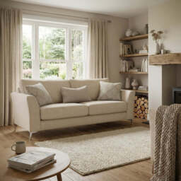 Chilton 2 Seater Sofa - 2 Seater Sofa Fabric - Chrome Feet / Barley Marine - thumbnail 2
