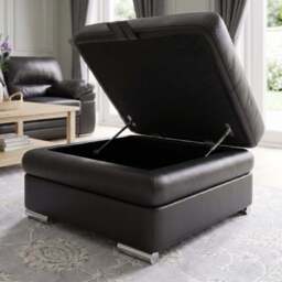 Gino Storage Footstool - Storage Stool Cat 55 - Cat-55/72 New Club Dark Grey / Wooden Feet - thumbnail 2