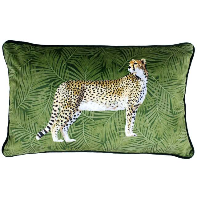 Cheetah Forest Feather Green Cushion - Cheetah Forest Feather Cushion Green 30X50CM - image 1
