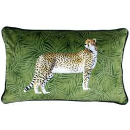 Cheetah Forest Feather Green Cushion - Cheetah Forest Feather Cushion Green 30X50CM - thumbnail 1