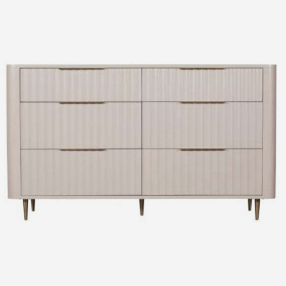 Saskia 6 Drawer Cabinet - 6 Drawer Wide Chest Soft Grey Painted / Brass - image 1