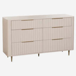 Saskia 6 Drawer Cabinet - 6 Drawer Wide Chest Soft Grey Painted / Brass - thumbnail 4