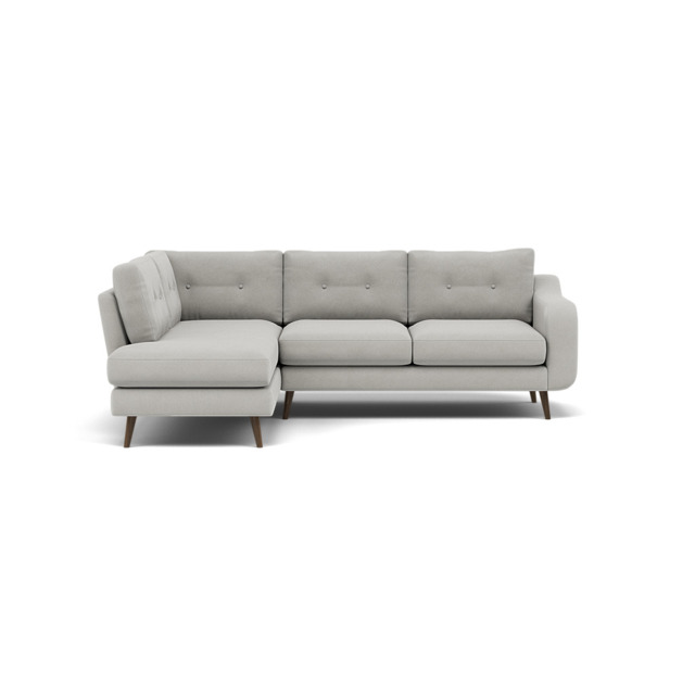 Phoebe Corner Sofa - Corner Group LHF Grade B - Left Hand Facing - Plush Velvet Silver / American Walnut - image 1