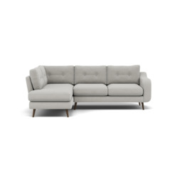 Phoebe Corner Sofa - Corner Group LHF Grade B - Left Hand Facing - Plush Velvet Silver / American Walnut - thumbnail 1