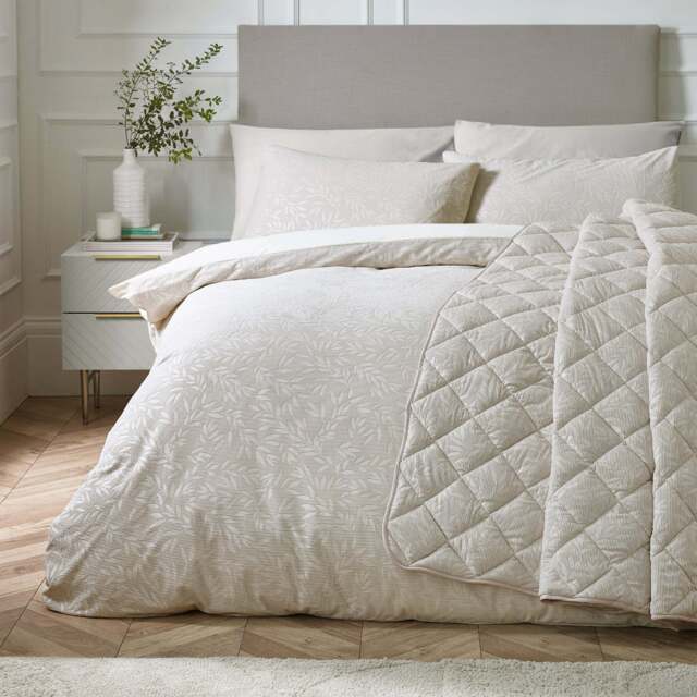 Catherine Lansfield Corded Leaves Bedspread - DISC Corded Leaves Bedspread 240X260CM - image 1