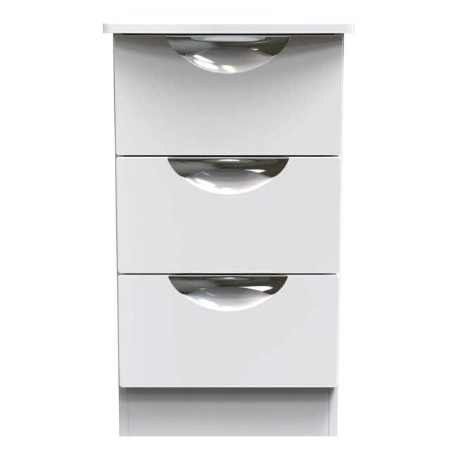Colton 3 Drawer Bedside Cabinet - 3 Drawer Bedside Cabinet - WGW - White Gloss & White - image 1