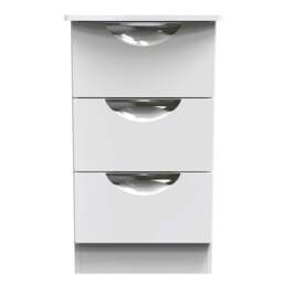 Colton 3 Drawer Bedside Cabinet - 3 Drawer Bedside Cabinet - WGW - White Gloss & White - thumbnail 1