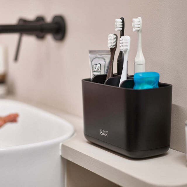 Joseph Joseph Bathroom Black Large Toothbrush Caddy - EasyStore Large Toothbrush Caddy Matt Black - image 1