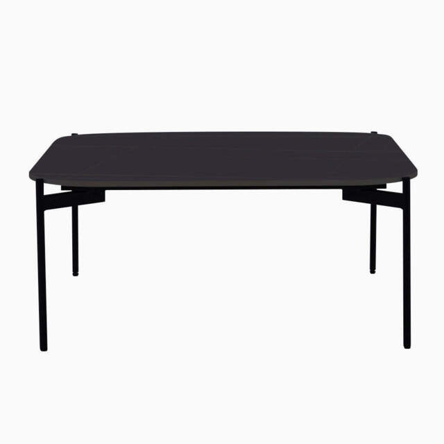 Rocco Black and Gold Square Coffee Table - Square Coffee Table Black & Gold Ceramic Top / Black Powder Coated Metal Legs - image 1